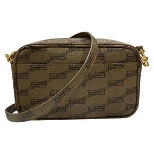 Balenciaga Monogram Signature Camera Crossbody Bag Brown